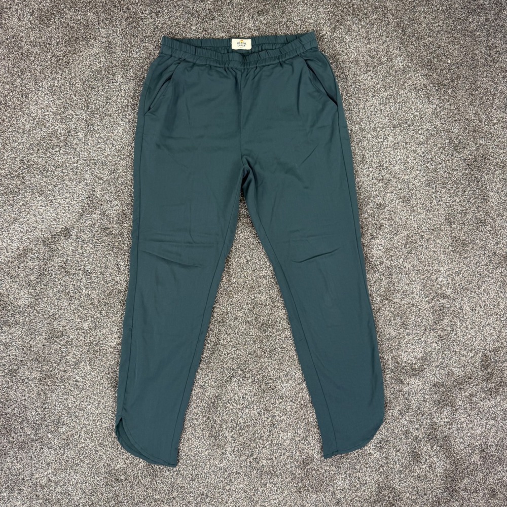 Marine Layer Allison Pant Forest Green Modal Blend Tapered Tulip Hem Small